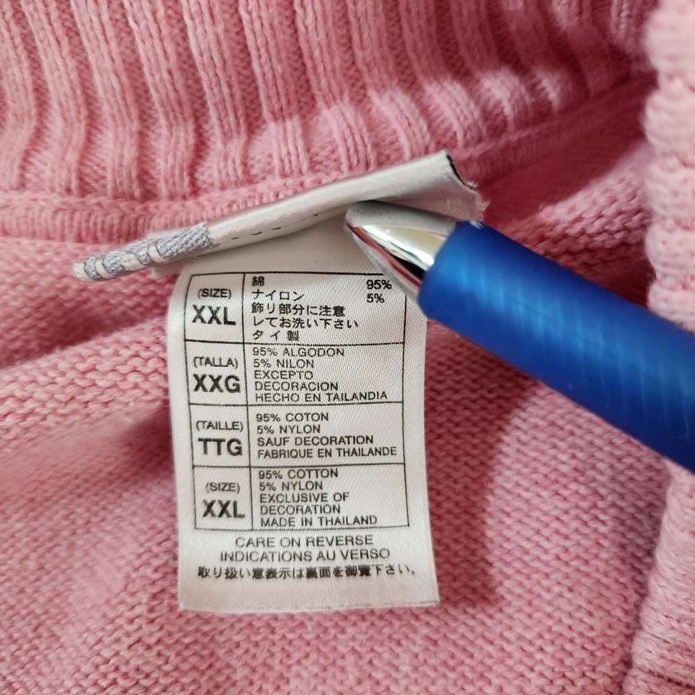 Vtg Disneyland Resort Tinkerbell Full Zip Pink Cardigan Sweater XXL Elbow Patch - Picture 12 of 13